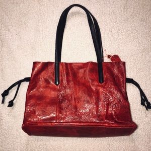 Red and black leather purse
